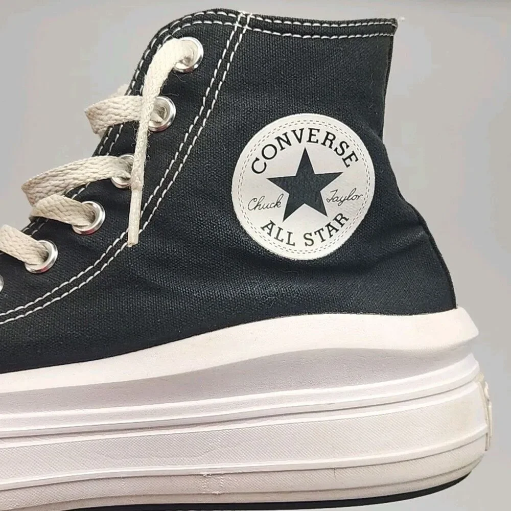 Converse All Star Shoe Sneaker Women Sz 9 High Top Platform Black White 568497C